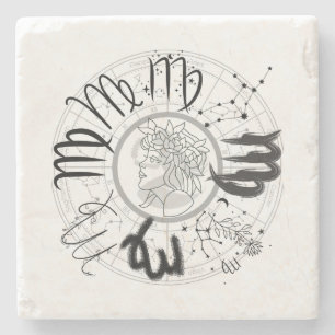 Porta-copo De Pedra Sinal Zodiac - Virgo.w
