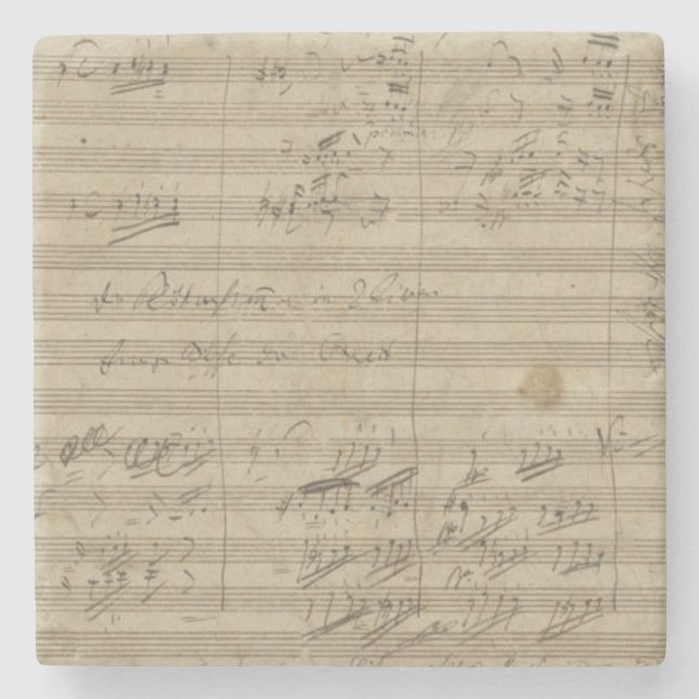 Porta-copo De Pedra Sinfonia de Beethoven 9a, manuscrito da música (Frente)