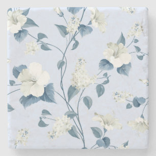 Porta-copo De Pedra Siringa, flores de hibisco, padrão de tecido.