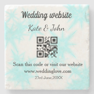 Porta-copo De Pedra site de casamento simples minimal QR code adicione