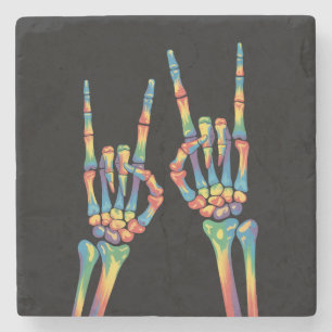Porta-copo De Pedra Skeleton Rock Hand Rainbow LGBTQ Gay Orgulho Lésbi