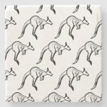 Sketch de canguru preto-e-branco saltando