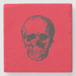 Porta-copo De Pedra Skull Red Pop Art