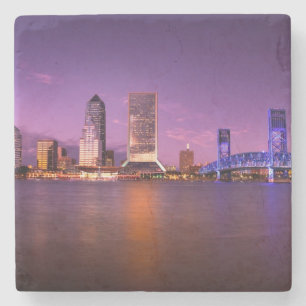 Porta-copo De Pedra Skyline de Jacksonville Florida na noite