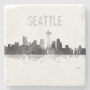Porta-copo De Pedra SKYLINE de SEATTLE WASHINGTON - a pedra bebe a