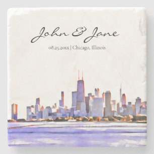 Porta-copo De Pedra Skyline Personalizado em Chicago