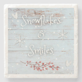 Porta-copo De Pedra Snowflakes and Smiles Coaster