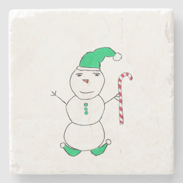 Porta-copo De Pedra Snowman Christmas (Frente)