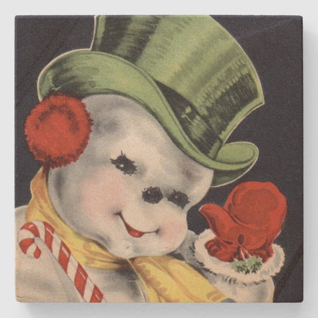 Porta-copo De Pedra Snowman de Natal (Frente)