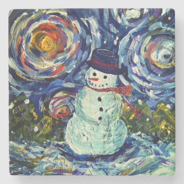 Porta-copo De Pedra Snowman Holiday Stone Coaster