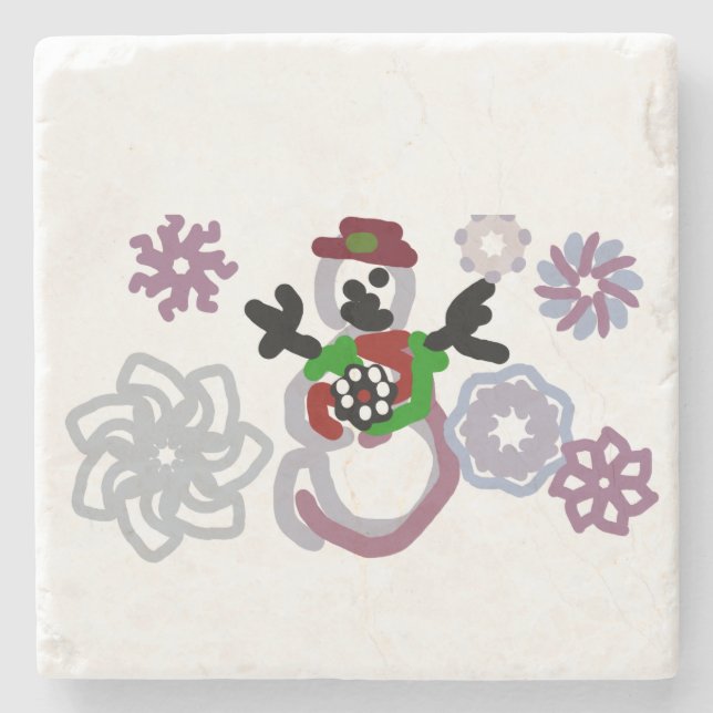 Porta-copo De Pedra Snowman joy kind (Frente)