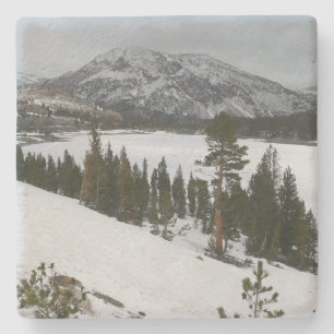 Porta-copo De Pedra Snowy Ellery Lake California Fotografia de inverno