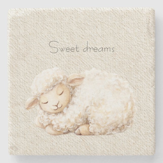 Porta-copo De Pedra Soft Fluffy Sleeping Sheep (Frente)