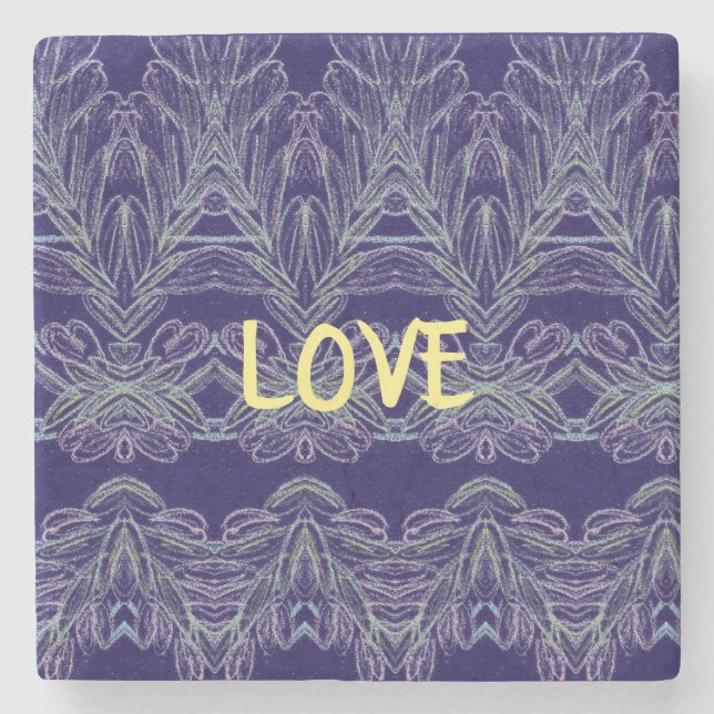 Porta-copo De Pedra Soft Swirls Love (Purple) (Frente)