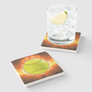 Porta-copo De Pedra Softball artístico do SlipperyJoe sobre presentes
