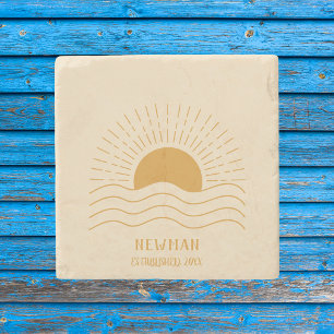 Porta-copo De Pedra Sol Boho Retro de Verão na Praia