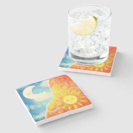 Porta-copo De Pedra Sol Calmo E Lua