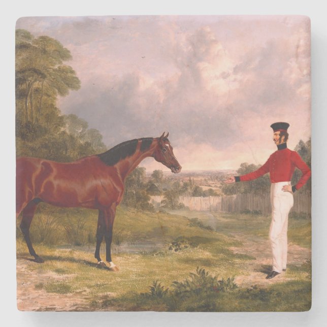 Porta-copo De Pedra Soldado com Cavalo de Oficial (Frente)