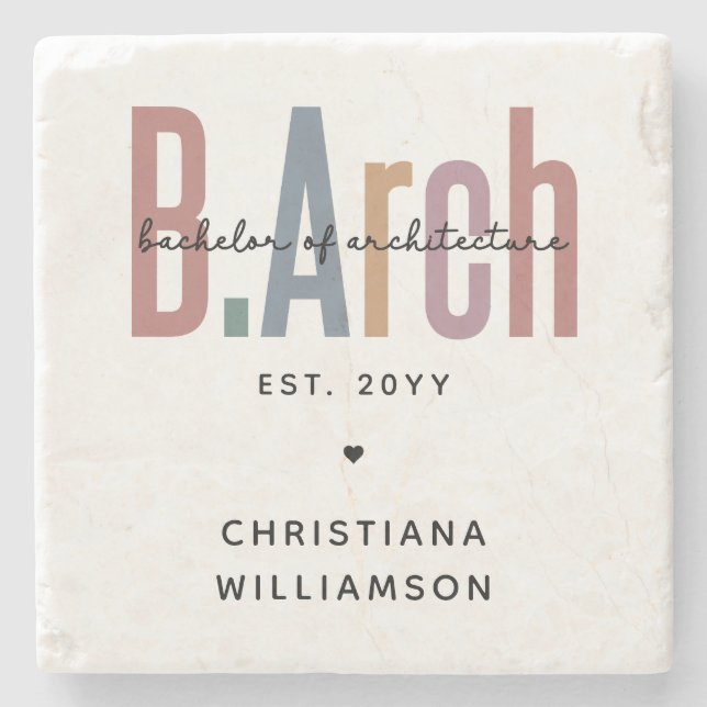 Porta-copo De Pedra Solteiro BArch personalizado de graduação de arqui (Frente)