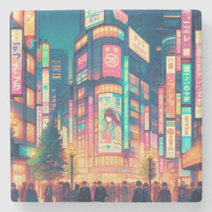 Porta-copo De Pedra Sonhos Neon de Shibuya