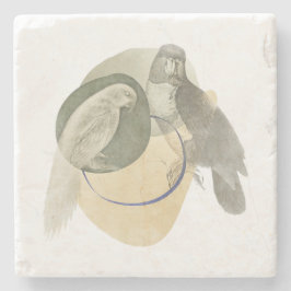 Porta-copo De Pedra Sophisticated Bird Art Warm Neutral Stone Coaster