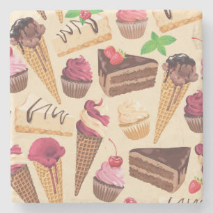 Porta-copo De Pedra Sorvete, Bolo, Cupcakes e Cheesecake Delgado
