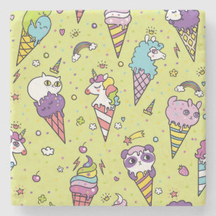 Porta-copo De Pedra Sorvete pop Cute: Padrão Animal