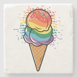 Porta-copo De Pedra Sorvete Rainbow LGBTQ+ Prioridade