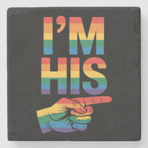 Porta-copo De Pedra Sou o seu casal gay combinando orgulho LGBTQ