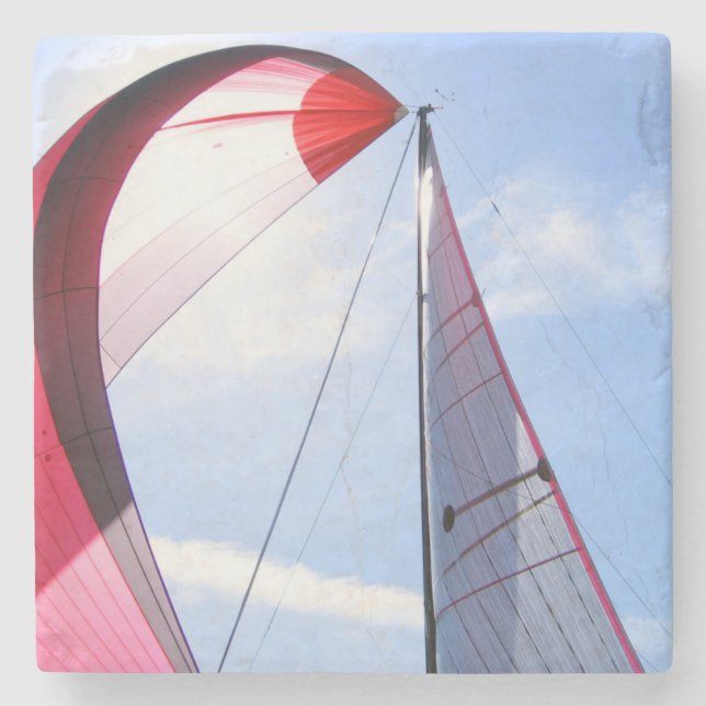 Porta-copo De Pedra Spinnaker vermelho com Sun (Frente)