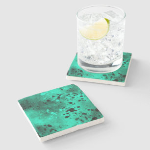 Porta-copo De Pedra Splatter de pintura verde retrô