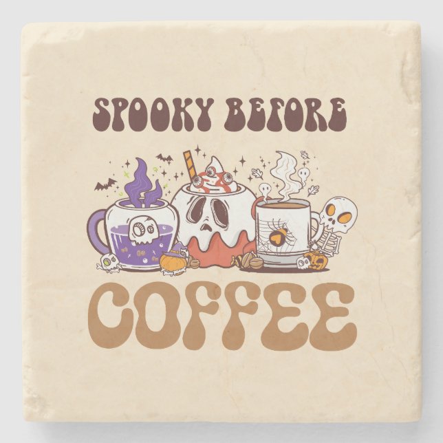 Porta-copo De Pedra Spooky Antes do Café (Frente)