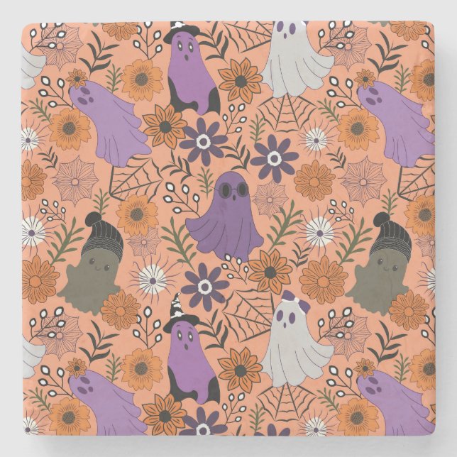 Porta-copo De Pedra Spooky floral (Frente)