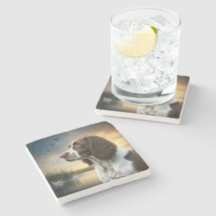 Porta-copo De Pedra Springer Spaniel Dog por um Pond