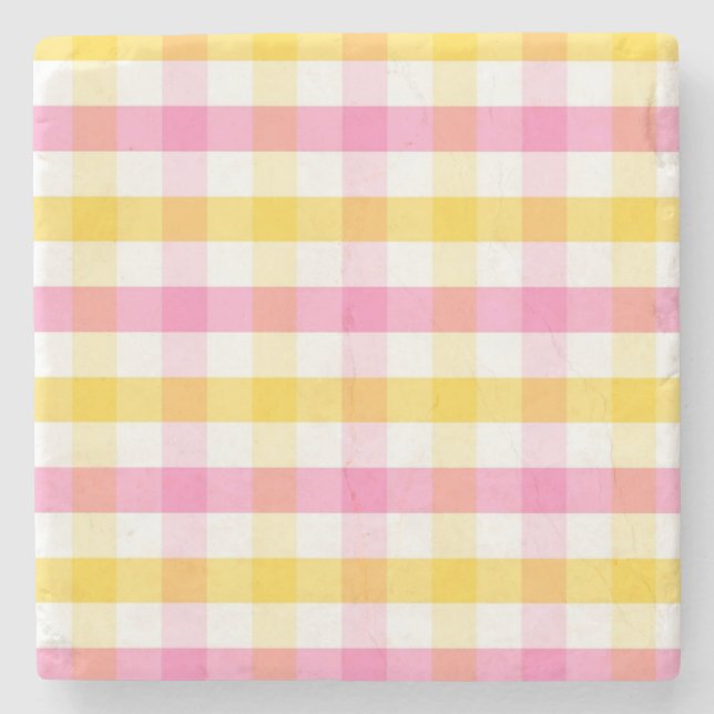 Porta-copo De Pedra Springtime Gingham (Frente)