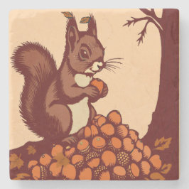 Porta-copo De Pedra 🐿️ Squirrel Stone Coaster - Marble, Travertine