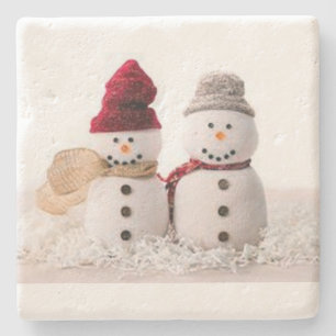 PORTA-COPO DE PEDRA SR. E SRA. SNOWMAN PORTA COPOS
