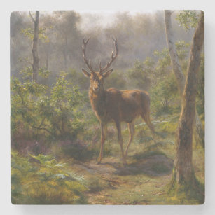 Porta-copo De Pedra Stag (Male Deer) in the Woods (por Rosa Bonheur)
