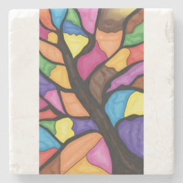 Porta-copo De Pedra Stain glass tree art 
