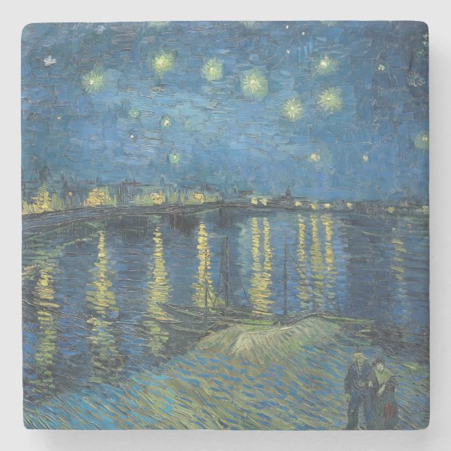 Porta-copo De Pedra Starry Night Over the Rhone (1888) Vincent van Gog (Frente)
