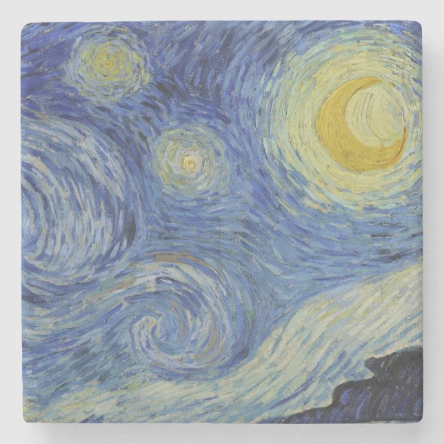 Porta-copo De Pedra "Starry Night" por Van Gogh (Frente)