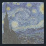 Porta-copo De Pedra "Starry Night" por Van Gogh<br><div class="desc">Este design apresenta uma reprodução inalterada e sem edição,  de alta resolução,  da famosa pintura "Noite Estrelada" de Van Gogh.</div>