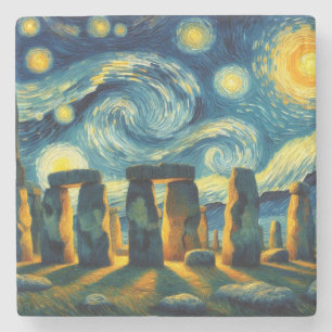 Porta-copo De Pedra Starry Night Stonehenge