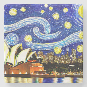 Porta-copo De Pedra Starry Night Sydney Austrália - Ópera