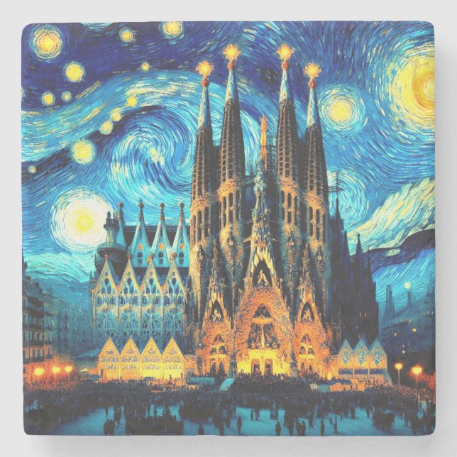 Porta-copo De Pedra Starry Sagrada Familia Barcelona (Frente)
