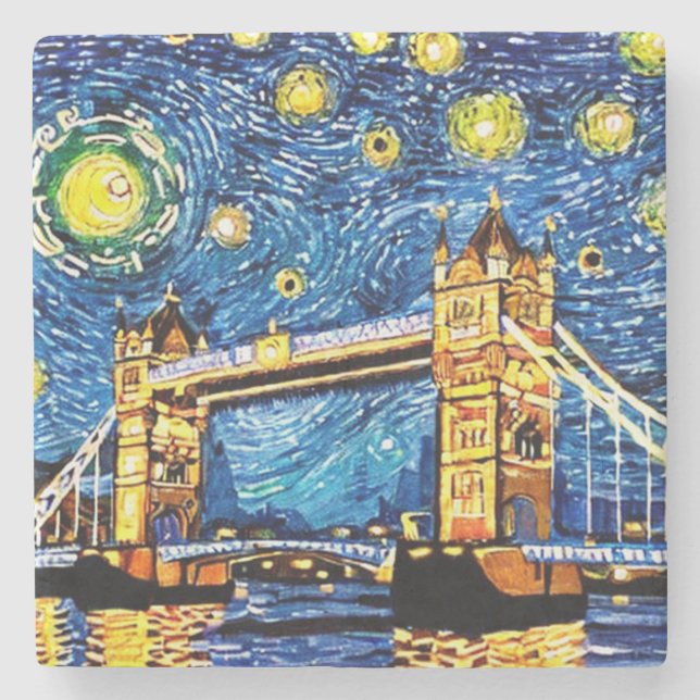 Porta-copo De Pedra Starry Starry Night London Inglaterra (Frente)