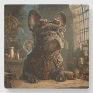 Porta-copo De Pedra Steampunk Frenchie (Edição 1) - SandStone Coaster