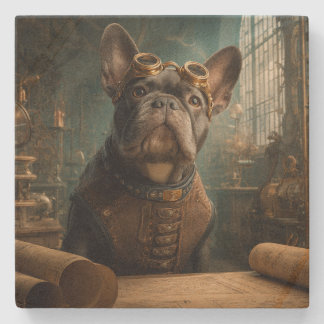 Porta-copo De Pedra Steampunk Frenchie (Edição 2) - SandStone Coaster