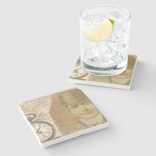 Porta-copo De Pedra Steampunk Man Pocket Watch Bowler Hat