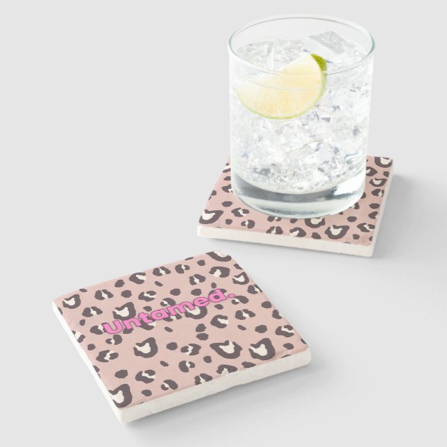 Porta-copo De Pedra Stone coaster pink animal print (Lateral)